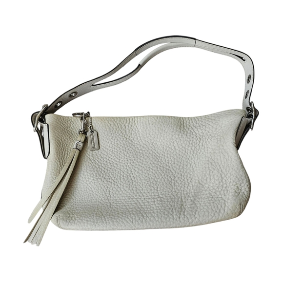 Vintage Y2k COACH Hobo Cream Pebbled Leather Bag - Picture 1 of 9